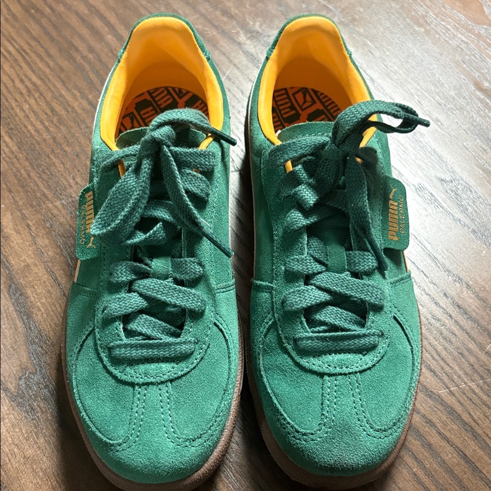 Puma Palermo Vine Clementine Green Yellow Suede Sneakers Size (women’s 8) - Picture 3 of 3